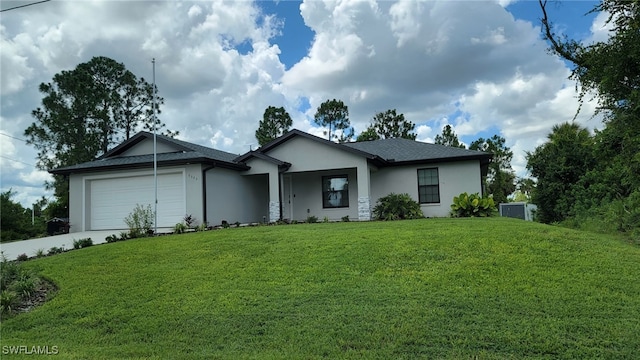 5303 4th St W, Lehigh Acres, FL 33971 - single story home with stucco siding, a front yard, driveway, and an attached garage