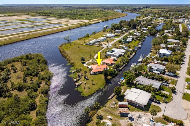 bird's eye view featuring a water view