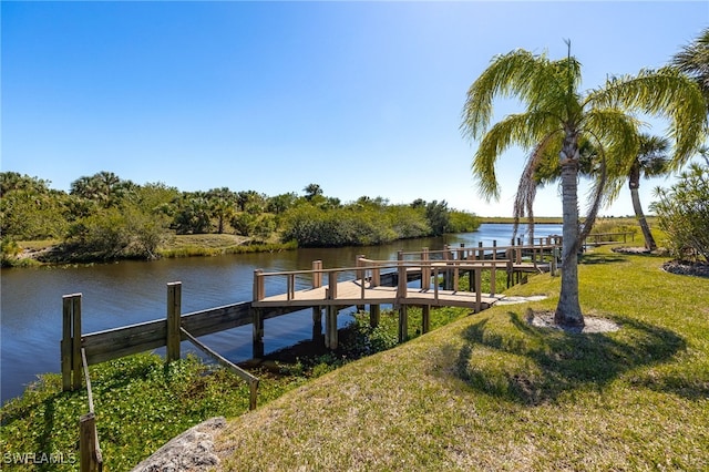 view of dock featuring a water view