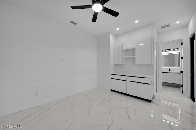 310 SW 31st Ter, Cape Coral, FL 33914 - unfurnished room featuring recessed lighting, visible vents, marble finish floor, and ceiling fan