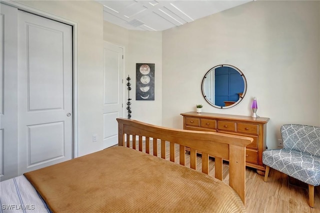 bedroom with light wood-style flooring