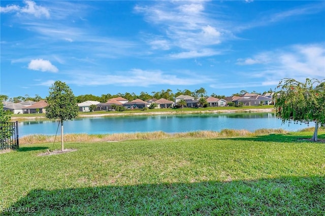 view of water feature with a residential view