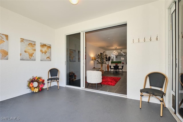 interior space with finished concrete flooring