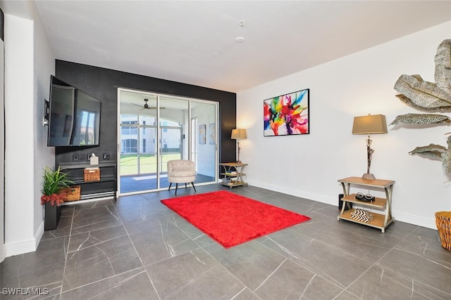 living area with baseboards