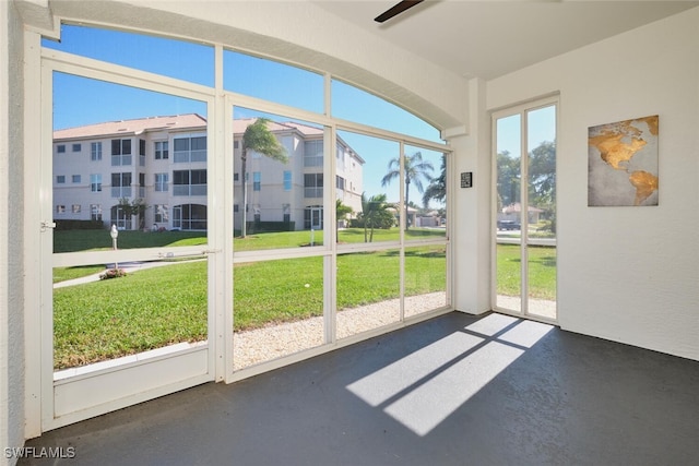 view of unfurnished sunroom