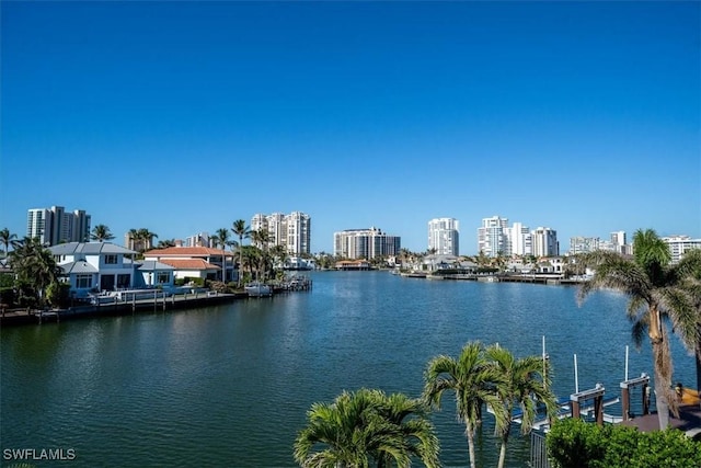 property view of water featuring a view of city