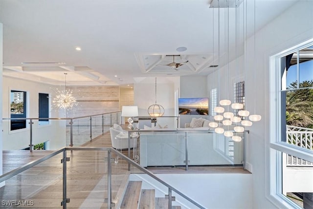 interior space with an inviting chandelier and recessed lighting