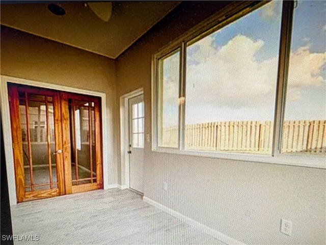 view of unfurnished sunroom