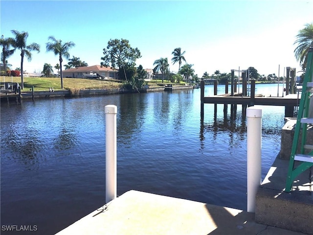 view of dock featuring a water view