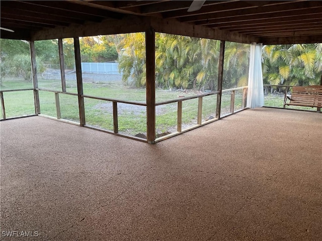 view of unfurnished sunroom