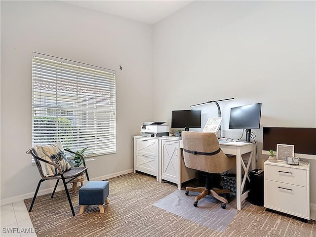 tiled office with baseboards