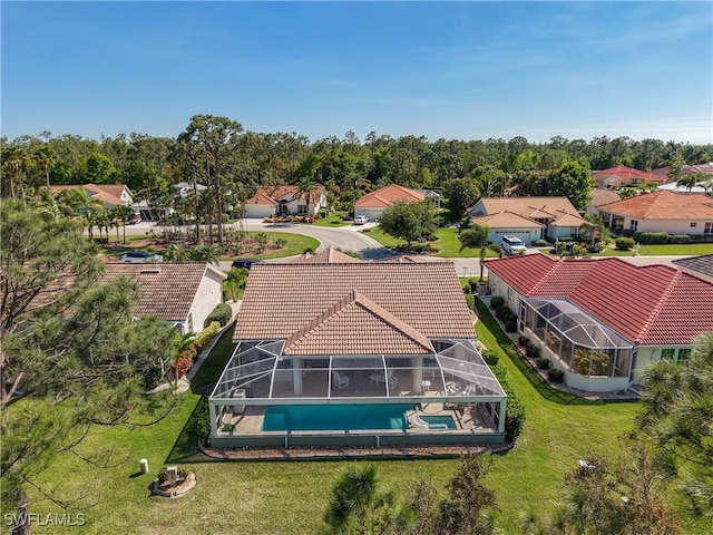 drone / aerial view with a residential view