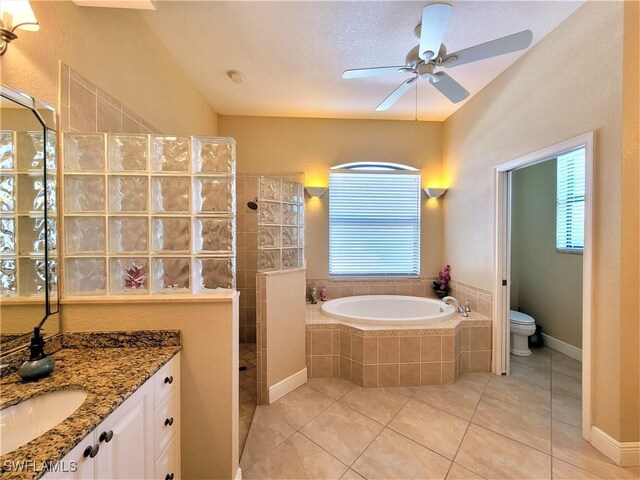 11573 SW Dallas Dr N, Lake Suzy, FL 34269 - full bathroom featuring tile patterned floors, walk in shower, a garden tub, and plenty of natural light