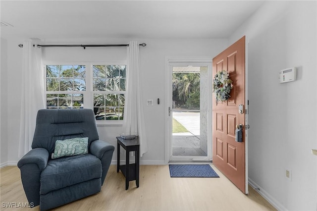 entrance foyer featuring baseboards and light wood-style flooring