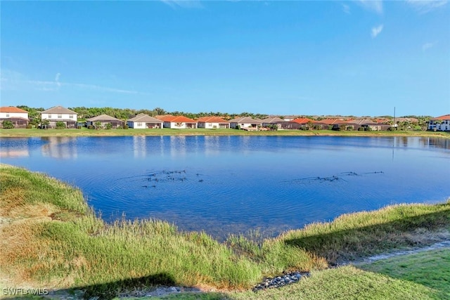 view of water feature with a residential view