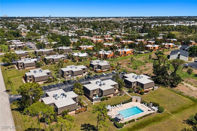 drone / aerial view with a residential view
