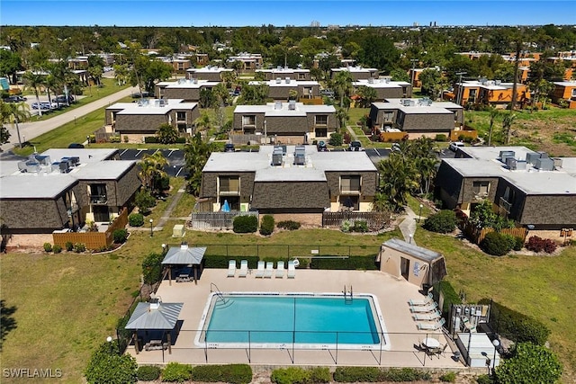 aerial view with a residential view