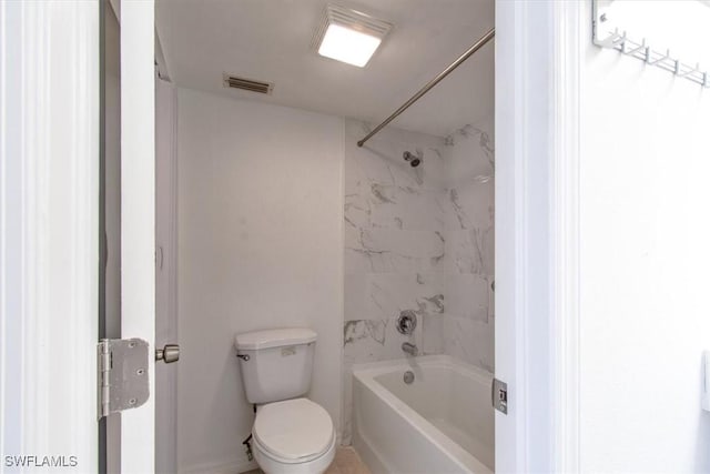 full bath featuring toilet, visible vents, and shower / washtub combination