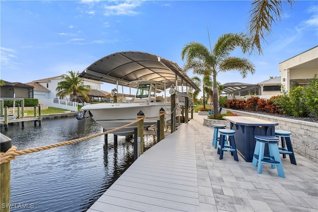 836 Miramar Ct, Cape Coral, FL 33904 - view of dock featuring a water view and boat lift