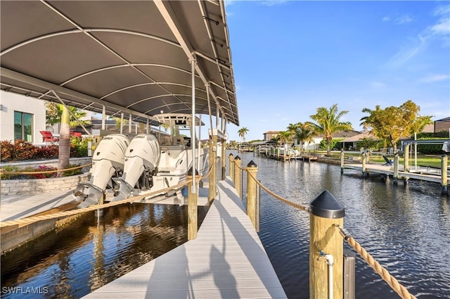 836 Miramar Ct, Cape Coral, FL 33904 - dock area featuring a water view and boat lift