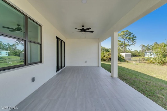 view of patio / terrace featuring a ceiling fan