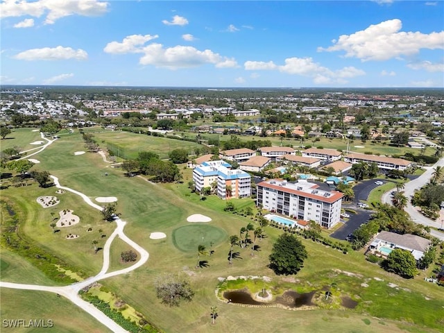 aerial view featuring view of golf course