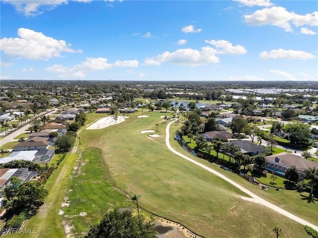 birds eye view of property featuring a residential view and view of golf course