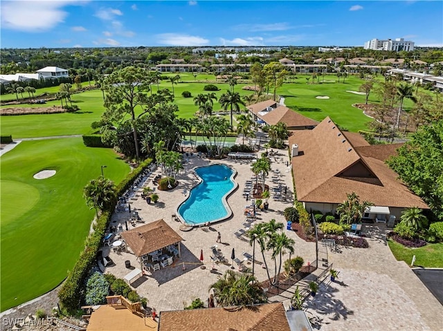 aerial view featuring golf course view