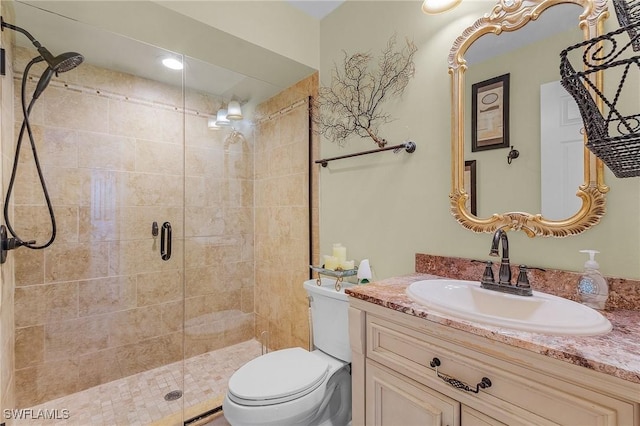 3319 Surfside Blvd, Cape Coral, FL 33914 - full bathroom with a stall shower, toilet, and vanity