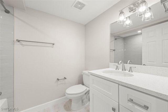 200 Periwinkle Way Unit 132, Sanibel, FL 33957 - bathroom with baseboards, visible vents, toilet, and vanity