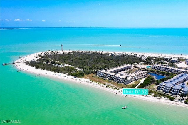 200 Periwinkle Way Unit 132, Sanibel, FL 33957 - bird's eye view featuring a water view and a beach view