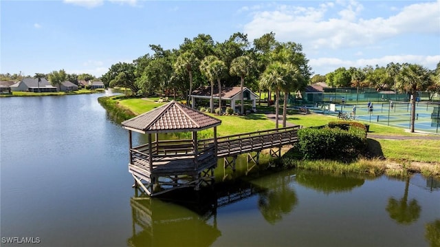 view of dock featuring a water view