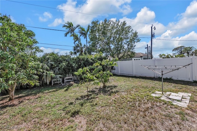 view of yard featuring a fenced backyard