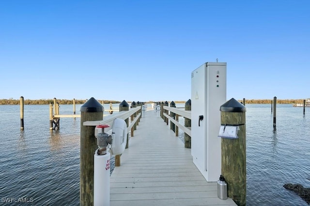 view of dock featuring a water view