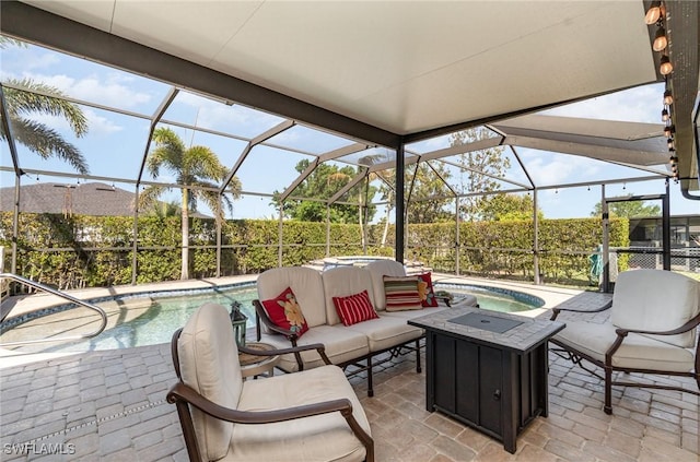 417 NW 3rd Ter, Cape Coral, FL 33993 - view of patio featuring a lanai, a fenced in pool, and an outdoor hangout area