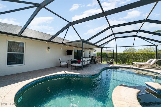 417 NW 3rd Ter, Cape Coral, FL 33993 - pool with a patio, an outdoor hangout area, and a lanai