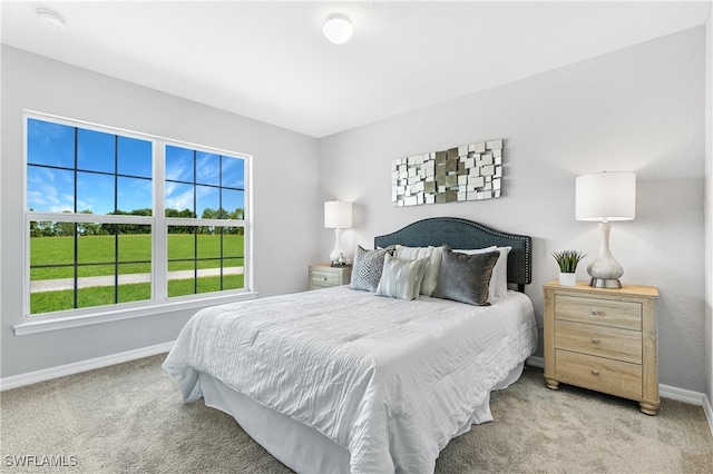 bedroom with carpet flooring and baseboards