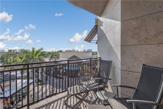 balcony with a view of city