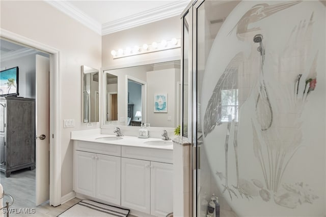 full bathroom with a marble finish shower and a sink