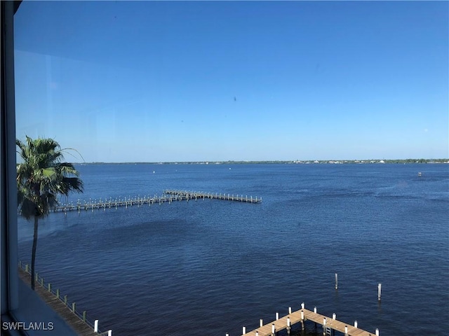 view of water feature featuring a boat dock