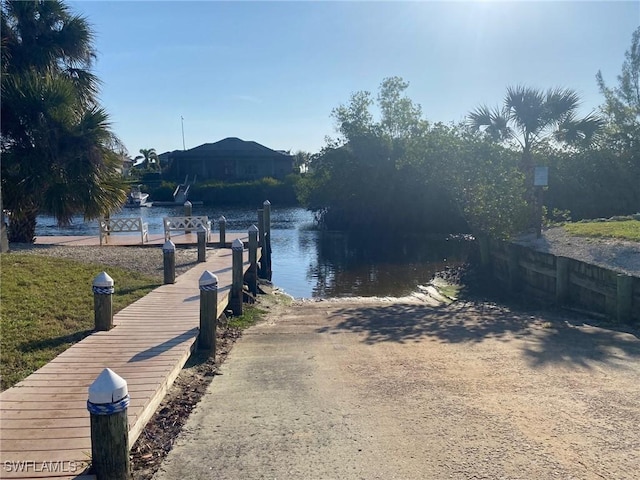 view of dock featuring a water view