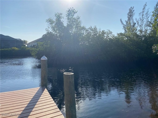 view of dock featuring a water view