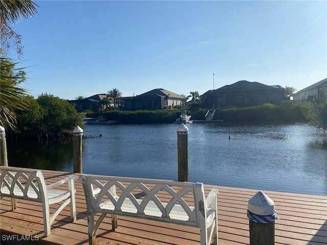 dock area featuring a water view