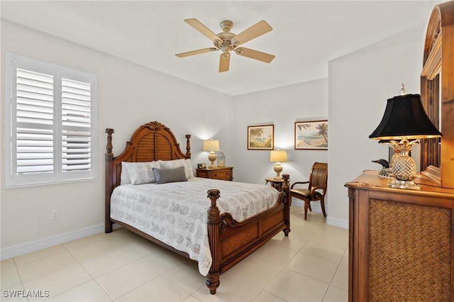 2874 Lone Pine Ln, Naples, FL 34119 - bedroom with a ceiling fan, baseboards, and light tile patterned floors