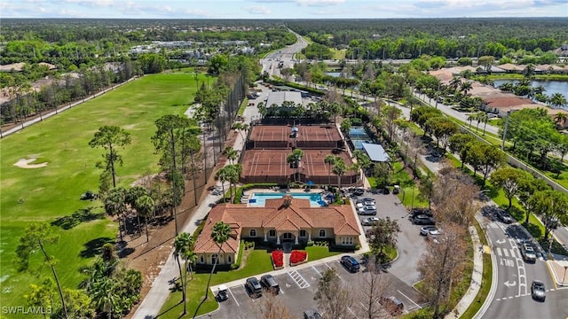 2874 Lone Pine Ln, Naples, FL 34119 - drone / aerial view featuring a water view, view of golf course, and a residential view