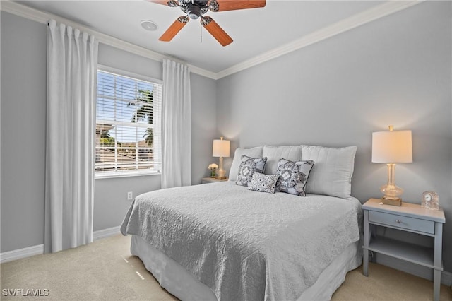 9330 Triana Ter Unit 274, Fort Myers, FL 33912 - bedroom featuring baseboards, ceiling fan, ornamental molding, and carpet