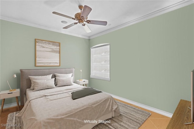 9330 Triana Ter Unit 274, Fort Myers, FL 33912 - tiled bedroom with baseboards, ceiling fan, and ornamental molding