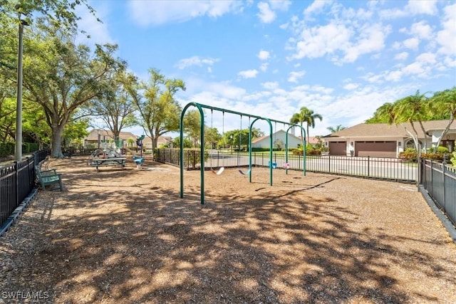 community play area with fence