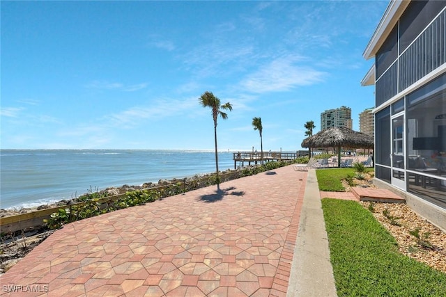 water view featuring a gazebo