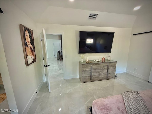 interior space featuring visible vents, marble finish floor, and baseboards